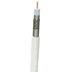 P59IT77VWLMDB1/100m - koaxiálny kábel PPC RG59 (3,7), biely vnútorný, PVC plášť, TripleShield vysoká odolnosť voči rušeniu, 2x tienenie Al fólia + 1x 77% opletenie, penové dielektrikum, 100m zvitok