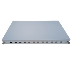 PATCHPANEL 1U 19“ 12 SC SX šedý RAL7035 -  optický patchpanel 1U výsuvný, šedý RAL7035, 19'', 12SC Simplex