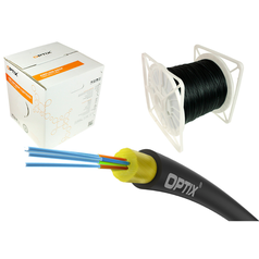DROP FTTx 12SM G657A2-3.5mm-800N - univerzálny optický DROP FTTx kábel, 12vl SM 9/125, 800N, 3.5mm, čierny, G657A2. Odolnosť na oheň (Fire resistancy): CPR Eca. Návin cievka: 1000m