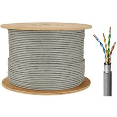 F/UTP (FTP) Cat5e  -  VNÚTORNÝ dátový kábel Cat5e, PVC , šedý, drôt, balenie: 500m bubon