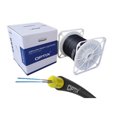DROP FTTx 2SM G657A2-3mm-800N - univerzálny optický DROP FTTx kábel, 2vl SM 9/125, 800N, 3mm, čierny, G657A2. Odolnosť na oheň (Fire resistancy): CPR Eca. Návin cievka: 1000m