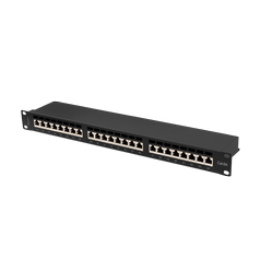 Patchpanel 24xRJ45, Cat6A, FTP, 1U, tienený, 19", LSA/IDC, čierny