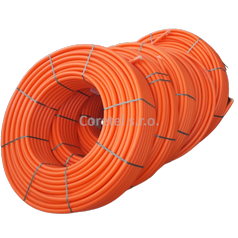 HOHLE HDPE 40/33mm – oranžová optická chránička 40 mm, hrúbka steny 3,5 mm, 1 x biely pásik, vnútro silikónové, balenie: 250m zvitok