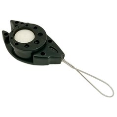 Kotevná svorka koncová FISH-CLAMP v.2011 do 3,5mm - pre inštaláciu univerzálneho SAMONOSNÉHO optického DROP FTTx kabelu o priemere 3,5mm. Neotvárateľné oceľové oko pre uchytenie k stene alebo k stĺpu.