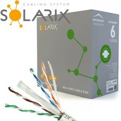SOLARIX UTP CAT6, SXKD-6-UTP-PVC  -  dátový kábel CAT6, PVC plášť, Eca, drôt, balenie: 305m box, kód: 26100001