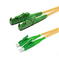 E2000/APC-LC/APC-2m 9/125 DX G657A1 - optický patchcord, Duplex, Corning 9/125/2000, G657A1, dĺžka 2m