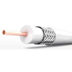 RG677 LSZH/305m - koaxiálny kábel RG6 (4,8) biely,celomedený vodič,  LSZH plášť, 2 xtienenie Al fólia + 1x 77% AL opletenie, penové dielektrikum, 305m bubon